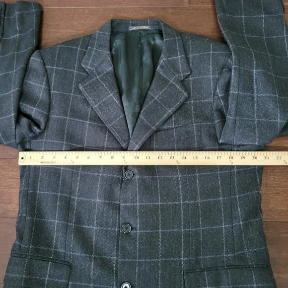 Trussini Boyds Philadelphia Men's IT 50/US 40 Wool Suit Jacket Dark Gray Plaid